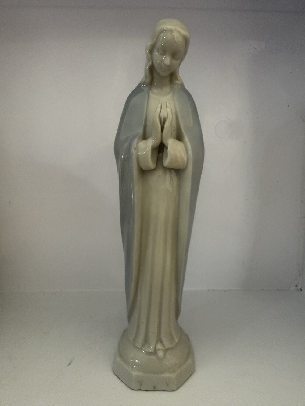 Vintage Dexter Lee Wards Danish Blue Madonna Virgin Mary 9.5” Statue With Box